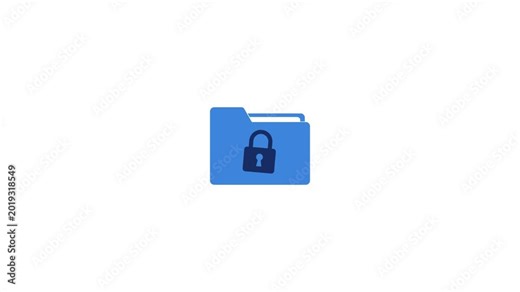 Folder icon with a padlock indicates encrypted digital files and secure document storage solutions for users.