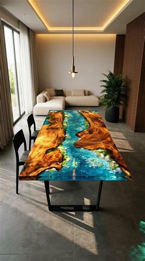 Home made River Craft Handmade Wood Epoxy Artsy Table