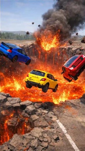 Mixed Color Buses Fall Crash & Explode - BeamNG.drive #youtubeshorts #carcrash