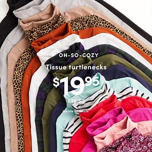 22K views · 20 reactions | Classic, colorful and oh-so-comfy tissue turtlenecks are here for only $19.95 (now available in lots of fun colors!). | J.Crew Factory | Facebook