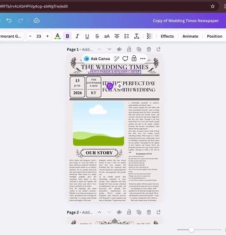 Vintage Wedding Newspaper Program Template | Editable Canva Ceremony Program (digital Download) - Etsy UK