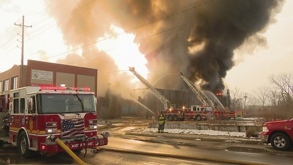 Indianapolis firefighters battle large fire at vacant building on city's near northeast side
