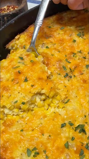 Cheesy Corn Pudding ❤️ https://www.missinthekitchen.com/corn-pudding/ | Miss in the Kitchen