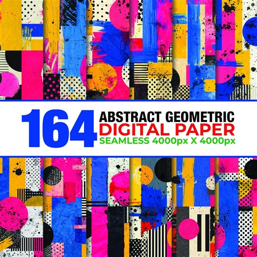 164 Modern Geometric Seamless Digital Paper, Abstract Digital Paper, Abstract Shapes and Lines, Geometric Seamless Pattern, Pop Art Style - Etsy