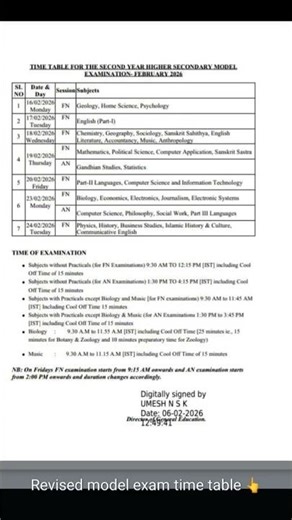 model exam time table plus two #trending