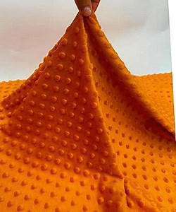 Orange (1 Yard) Minky Dot Fleece Fabric by the Yard, Dimple Dot Minkee Fabric, Super Soft Plush Fabric for Blankets, Pillow Covers, Soft Toys, Baby Blanket