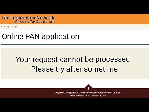 Your Request Cannot Be Processed. Please Try After Sometime | PAN Error