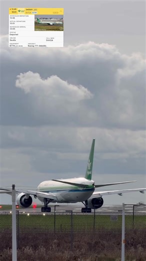 Boeing 777 staring down the runway at MAN pre take off #manchesterairport #aviation #saudi #planes