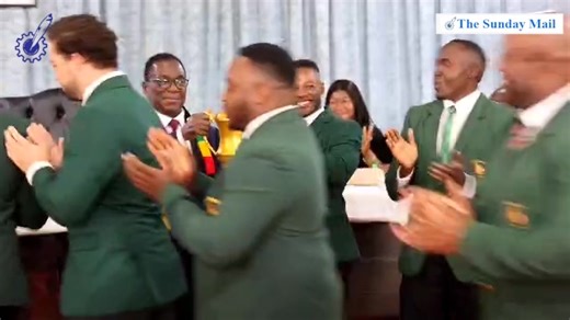 32K views · 626 reactions | WATCH: The Zimbabwe national men's rugby team (Sables) present the Rugby Africa Men’s Cup trophy to President Mnangagwa, which they won to book their spot at the 2027 Rugby World Cup in Australia | Sunday Mail Zimbabwe | Facebook