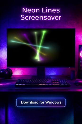 Neon Lines Screensaver for Windows #screensaver #lines #neon #3d #wallpaper #windows10 #windows11
