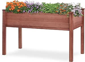 48x24x30 inch Raised Garden Bed with Legs, Elevated Wooden Planter Box for Outdoor Plants Flowers Fruits Vegetable Herb Growing