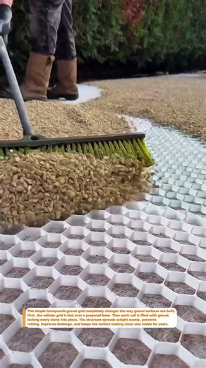Gravel Grid System That Stops Sinking! #Landscaping #GravelGrid #SatisfyingBuilds