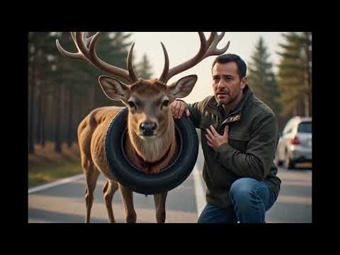 Rescue Team Saves Deer Trapped in Tire on Mountain Road