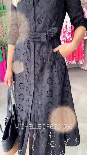 Girls this dress is incredible 🫶 the fabric, the fit and style is so beautiful • 3 gorgeous colours to choose from, bright pink, white & black! We've styled it dressy and for day here so you can see how fab it is both ways! Perfect for communions, christenings etc ✨ Link : https://www.rubyrouge.ie/search?q=michelle broderie dress&options[prefix]=last | Ruby Rouge Boutique