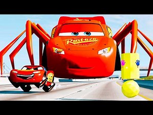 LIVE: Giant Mcqueen Spider vs Cars Lightning Mcqueen in Beamng Drive