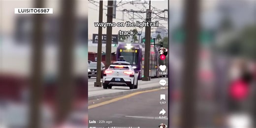 Waymo passenger jumps out of self-driving car after it stops on rail tracks near oncoming train