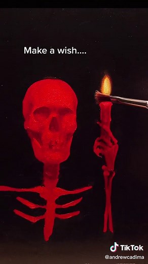 The Red Skeleton guarantees all wishes will come true. #art #painting #skullart #sketching #halloween