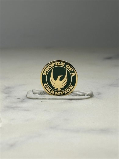 Profile of a Champion Enamel Pin: Green Gold Finish - Motivational Award Accessory - Etsy