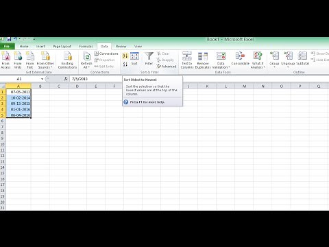How to sort by date in excel
