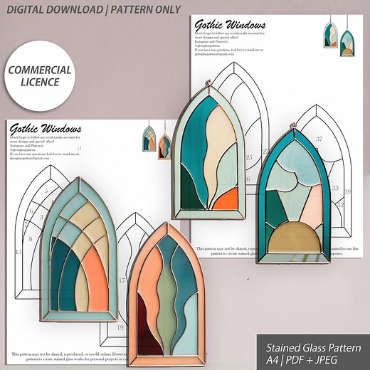 Gothic Window Stained Glass Pattern 2 Page-4 Design – Digital Download - Etsy