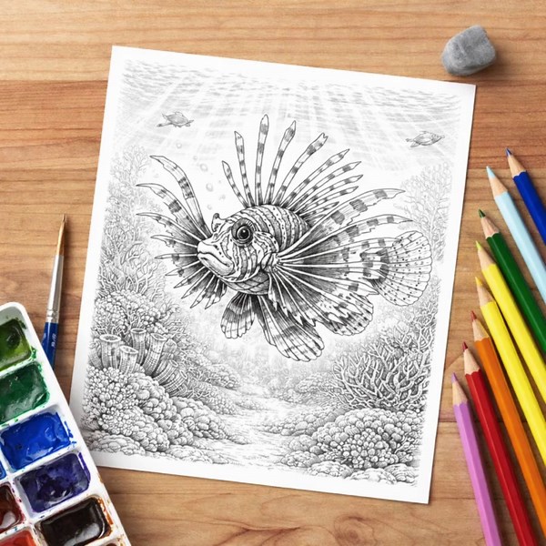 Ocean Depths – 50 Detailed Fish Coloring Pages for Adults - Etsy