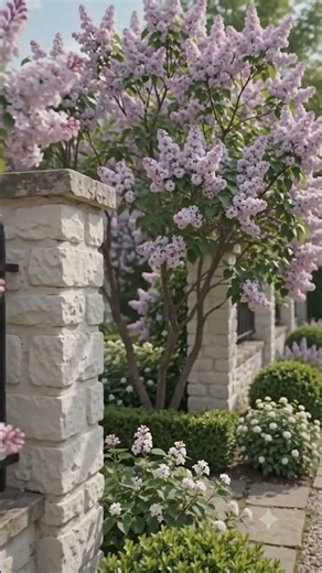 Lilac Flowers in a Peaceful Spring Garden 평화로운 봄 정원에 피어난 라일락꽃