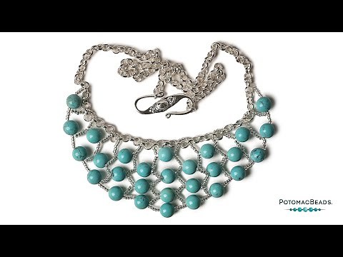 Gemstone and Chain Collar Necklace - DIY Jewelry Making Tutorial by PotomacBeads