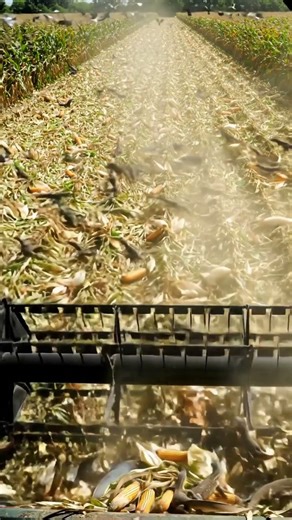 Combine Harvester vs. a Flock of Birds #farming