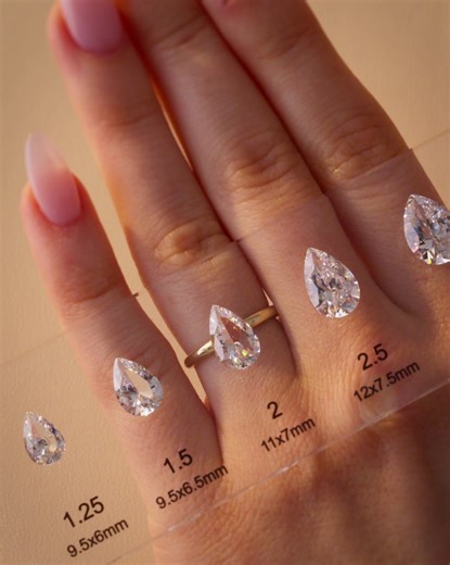 A closer look at pear-shaped diamonds and how different sizes create completely different statements. Whether you love soft elegance or dramatic brilliance, there’s a perfect pear for every style. #pearshapeddiamond #DiamondEducation #sundaysparkle #diamondsizes #FindYourPerfectDiamond #CassioCreations | Cassio Creations | Facebook
