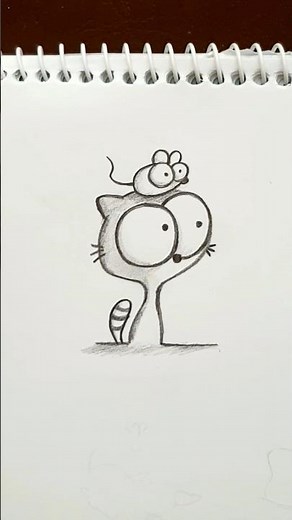 Funny Cat and Mouse Drawing 🐱🐭 | Easy & Cute Sketch #art #shorts