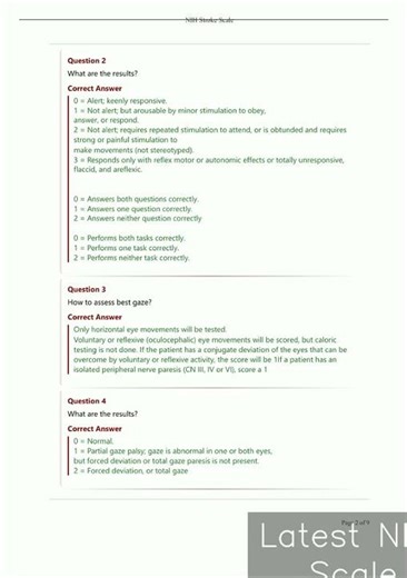 Latest NIH Stroke Scale Exam with Answers video