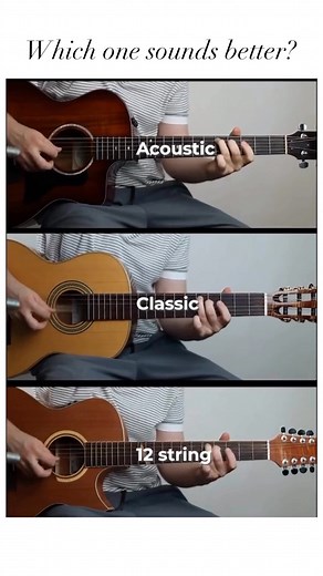 Acoustic Guitar Lovers | acoustic vs classic vs 12 string Cre: @acoustic.guitar.paradise on TT Follow @guitaracst.daily for more daily content 📢All credits are... | Instagram