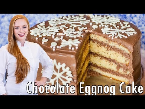 Holiday Eggnog Cake Recipe! With Chocolate Buttercream & Eggnog Cake Layers!