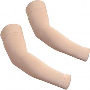 KONSEDIK Lymphedema Medical Compression Arm Sleeve for men and women,15-20 mmHg Graduated Compression Full Arm Support for Muscle Pain Relief,Arthritis,Tennis Elbow,Bursitis,Working Out(Large,Pair)