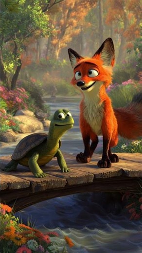 Fox and Turtle Friendship #subscribe #shorts #jungleanimals #animation #cartoon