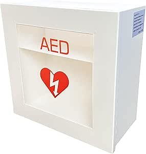 Non Alarmed AED Defibrillator Wall Mounted Storage Cabinet - 14.5'' x 7'' x 13.75'' Steel AED Holder Defibrillator Cabinet for Emergency at Church, Fitness Center, Home, Office, Warehouse