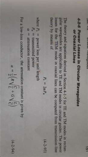 power losses in circular wave guides/ coaxial lines