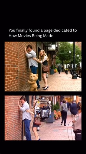 How Movies Being Made on Instagram: "In Ted, a chaotic street argument looks absurd because a living teddy bear joins the moment. On set, Mark Wahlberg performs alone, reacting to nothing. The joke relies on timing, framing, and imagination, allowing animators to later insert Ted naturally into the scene without breaking comedic rhythm for audiences worldwide. Behind the scenes, this sequence is filmed twice: once clean, once with reference props. Visual effects teams track camera movement, matc