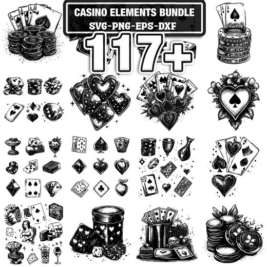 Casino Elements Svg Bundle | 117+ Svg Png Eps Dxf Clipart | Instant Digital Download - Etsy