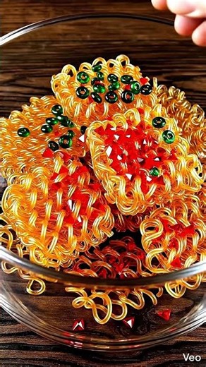 Popping Glass Ramyeon 🍜✨ Spicy Ruby Soup ASMR #shorts