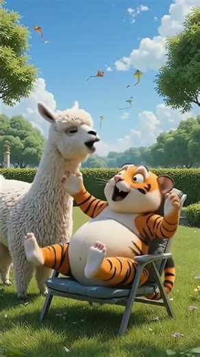 Al Fat Orange Cat's Prank on Sleeping Tiger#cats #billi #catvideos#aicat