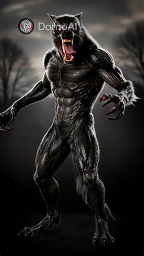 Dog turns into werewolf. AI videos.