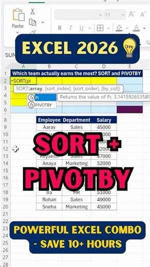 Excel PIVOTBY Function | Excel Tips and Tricks #excel #exceltutorial #tutorialexcel
