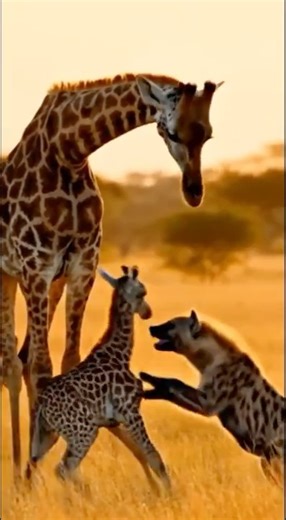Mom Giraffe SPINS Hyena Like a Helicopter to Save Her Baby! 🦒💫😂 #wildlife