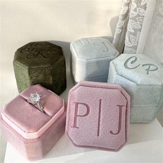 Personalized Velvet Ring Box, 1–3 Slot Ring Holder, Custom Engraved Proposal Ring Box, Personalized Ring-box Engraved Monogram - Etsy
