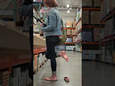 More crushed flats at Costco (Public Shoeplay, Dipping, Bare Feet, Shoes Off)