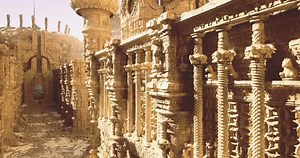 Intricate Architecture of a Grand Sand Castle with Detailed Sculptures