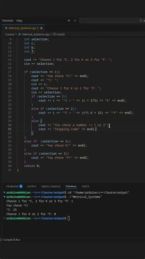 Converting Celsius, Fahrenheit and Kelvin values with C++