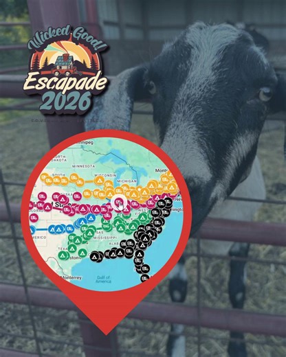 🚙💨 On the road again... With just over 100 days left till #Escapade2026, we're getting our route to Fryeburg, Maine READY! One of our favorite stops? Dull's Tree Farm in Indiana. Check out the road to Escapade and plan your sights! https://escapade.escapees.com/2026-road-to-escapade/ | Escapees RV Club