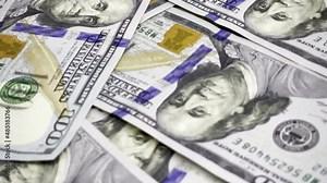 100 Dollar Bill Background & Benjamin Franklin USD Currency HD Footage | American Banknote Design, Cash Texture, Federal Reserve Note